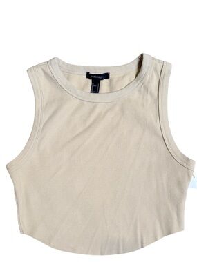 Forever 21 Medium Beige Ribbed Cropped Tank Top